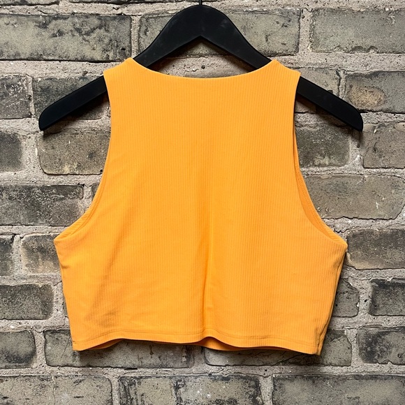 EUC Alpine Design ribbed crop tank top removable cups neon orange - Picture 3 of 5